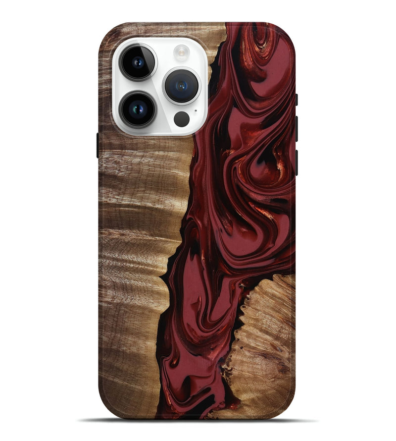 iPhone 15 Pro Max Wood Live Edge Phone Case - Macey (Red, 817494)