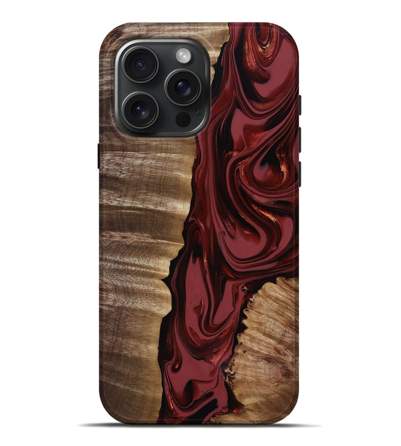iPhone 16 Pro Max Wood Live Edge Phone Case - Macey (Red, 817494)