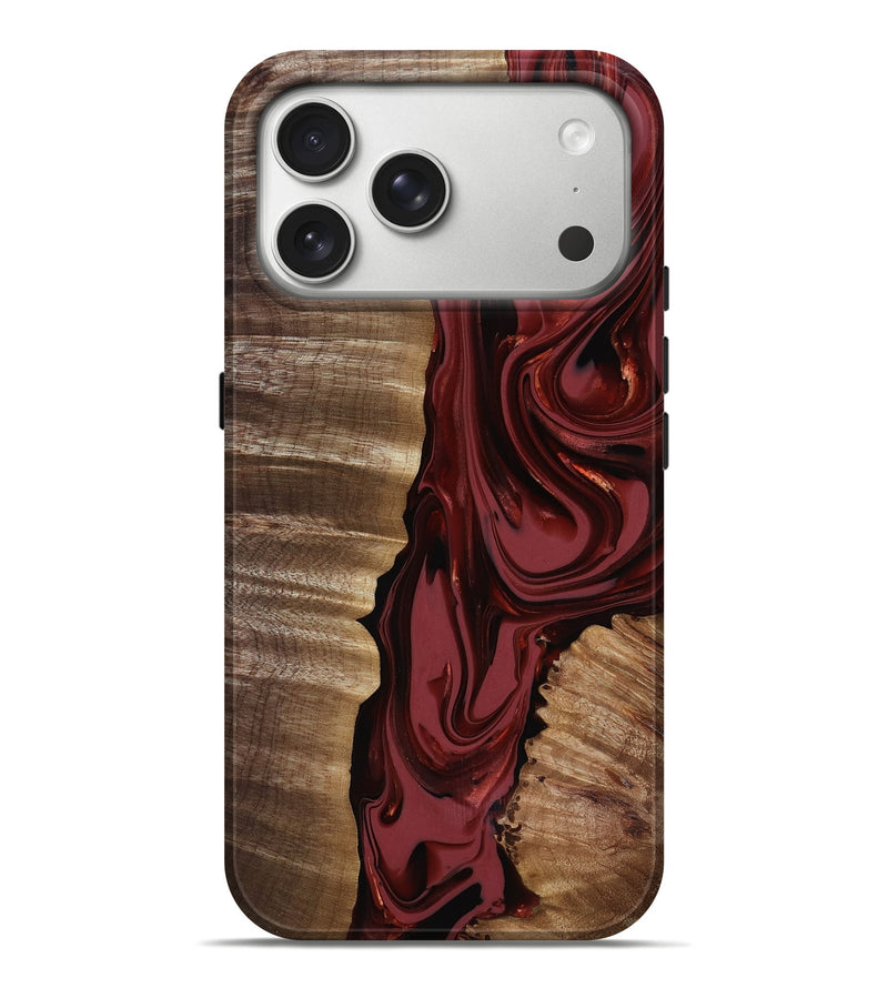 iPhone 17 Pro Max Wood Live Edge Phone Case - Macey (Red, 817494)