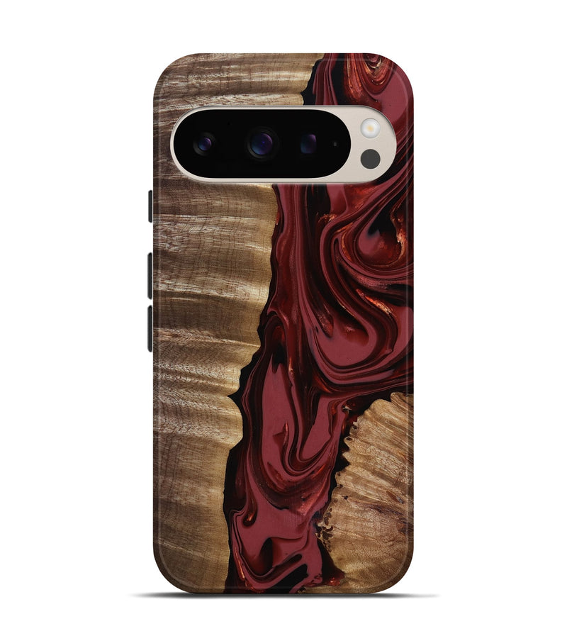 Pixel 9 Pro Wood Live Edge Phone Case - Macey (Red, 817494)