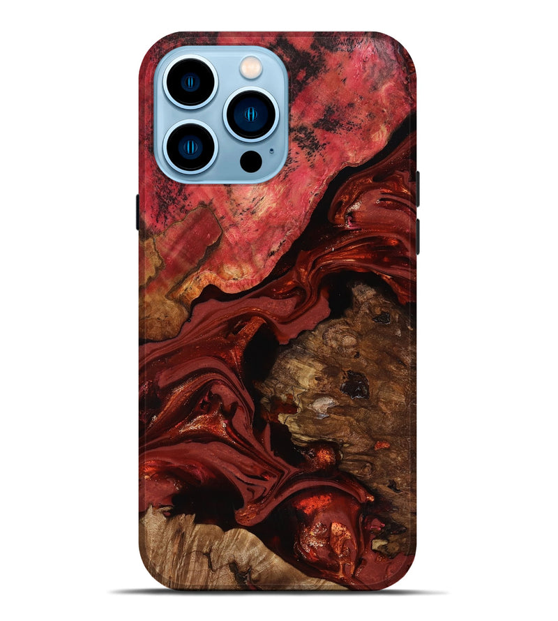 iPhone 14 Pro Max Wood Live Edge Phone Case - Elnora (Red, 817496)