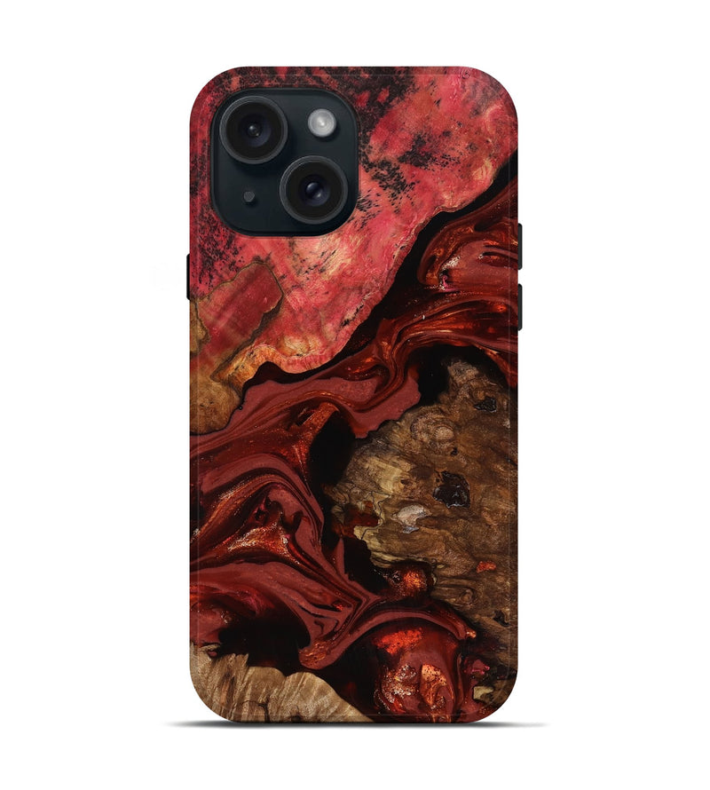 iPhone 15 Wood Live Edge Phone Case - Elnora (Red, 817496)