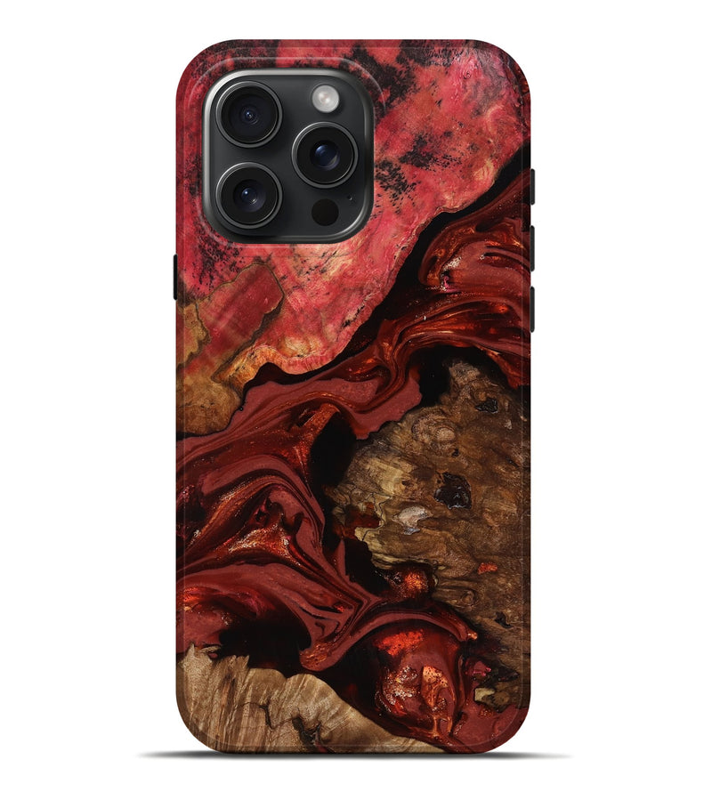 iPhone 16 Pro Max Wood Live Edge Phone Case - Elnora (Red, 817496)