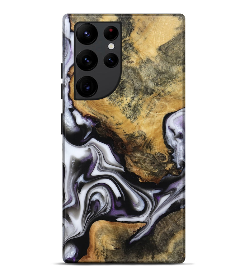 Galaxy S22 Ultra Wood Live Edge Phone Case - Cristy (Black & White, 817497)