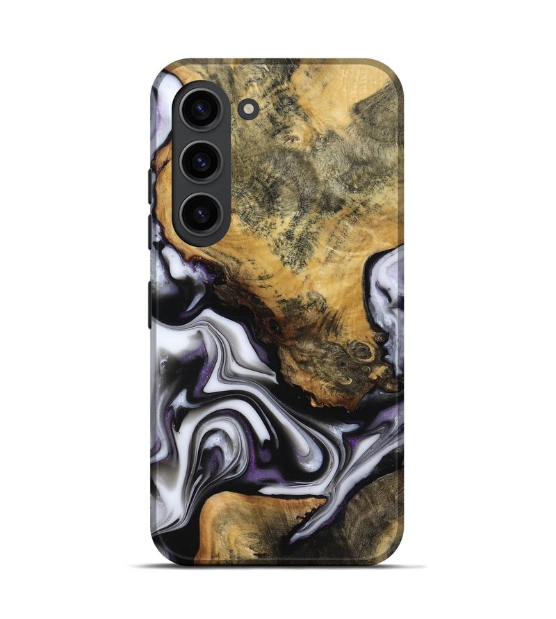 Galaxy S23 Wood Live Edge Phone Case - Cristy (Black & White, 817497)