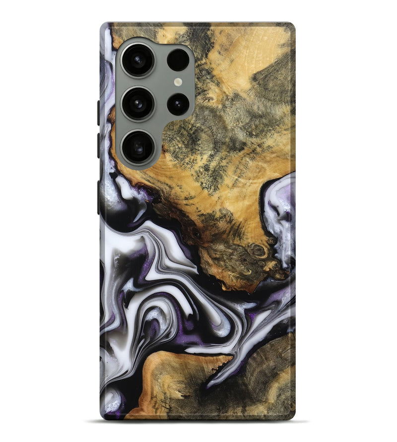 Galaxy S24 Ultra Wood Live Edge Phone Case - Cristy (Black & White, 817497)