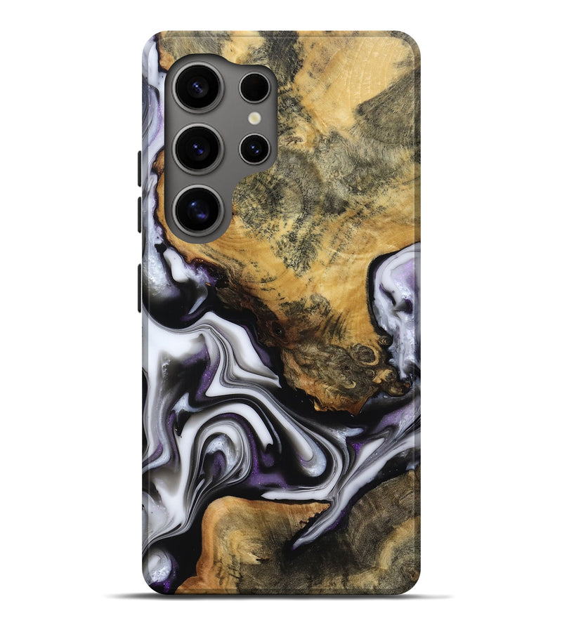 Galaxy S25 Ultra Wood Live Edge Phone Case - Cristy (Black & White, 817497)