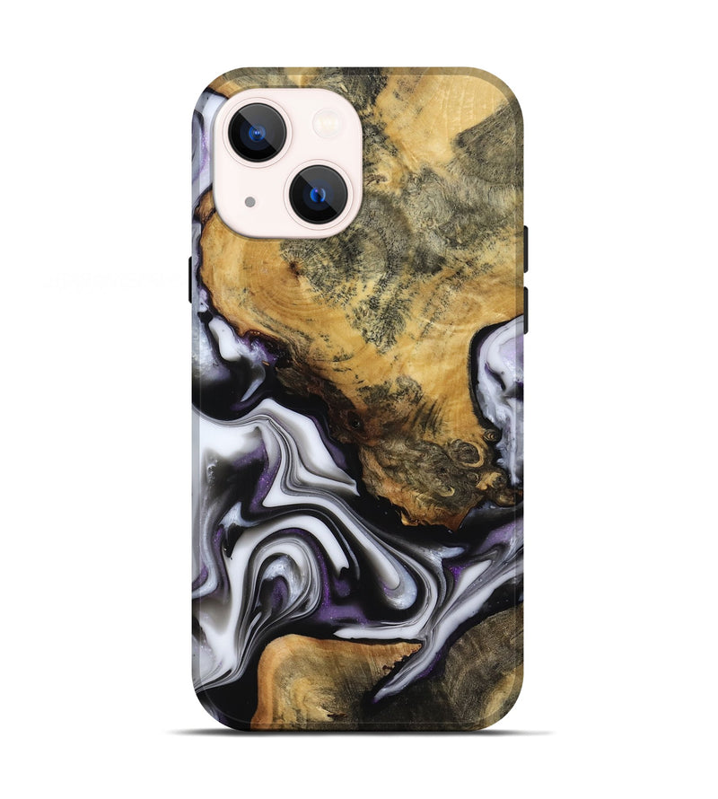 iPhone 13 Wood Live Edge Phone Case - Cristy (Black & White, 817497)