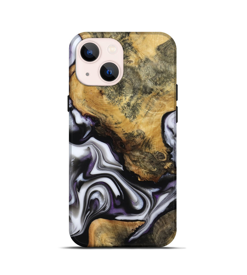 iPhone 13 mini Wood Live Edge Phone Case - Cristy (Black & White, 817497)