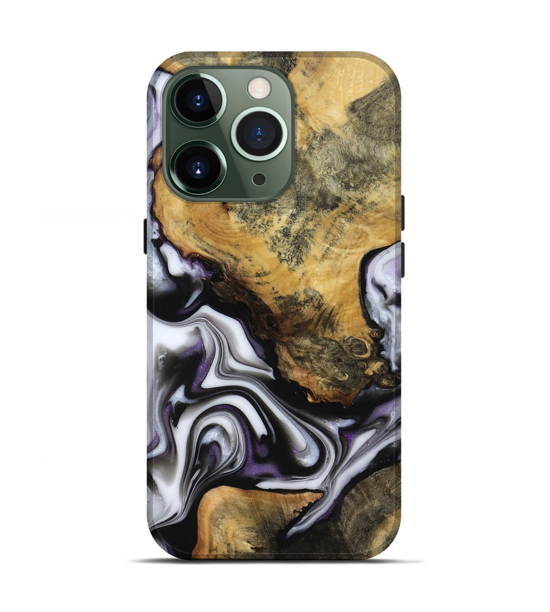 iPhone 13 Pro Wood Live Edge Phone Case - Cristy (Black & White, 817497)