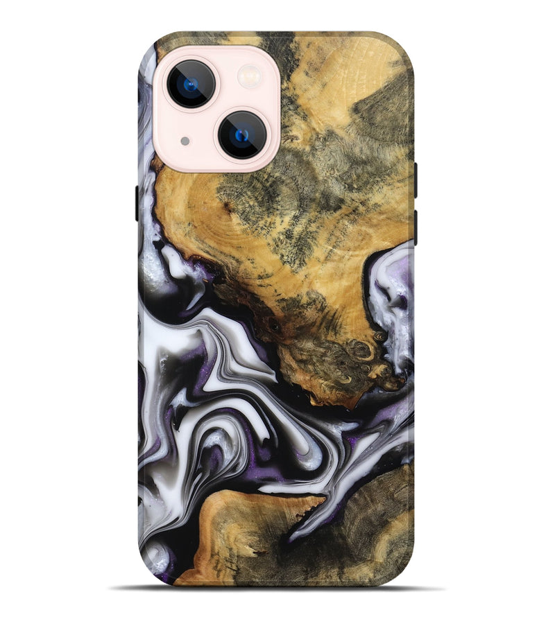 iPhone 14 Plus Wood Live Edge Phone Case - Cristy (Black & White, 817497)