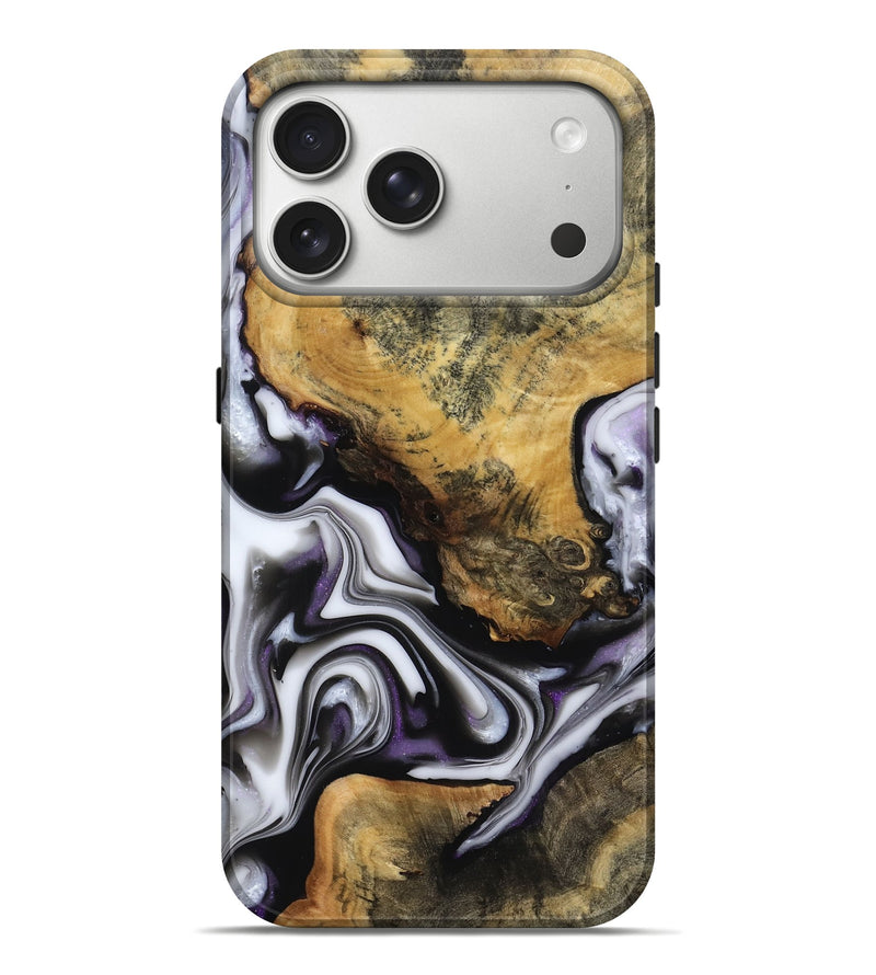iPhone 17 Pro Max Wood Live Edge Phone Case - Cristy (Black & White, 817497)