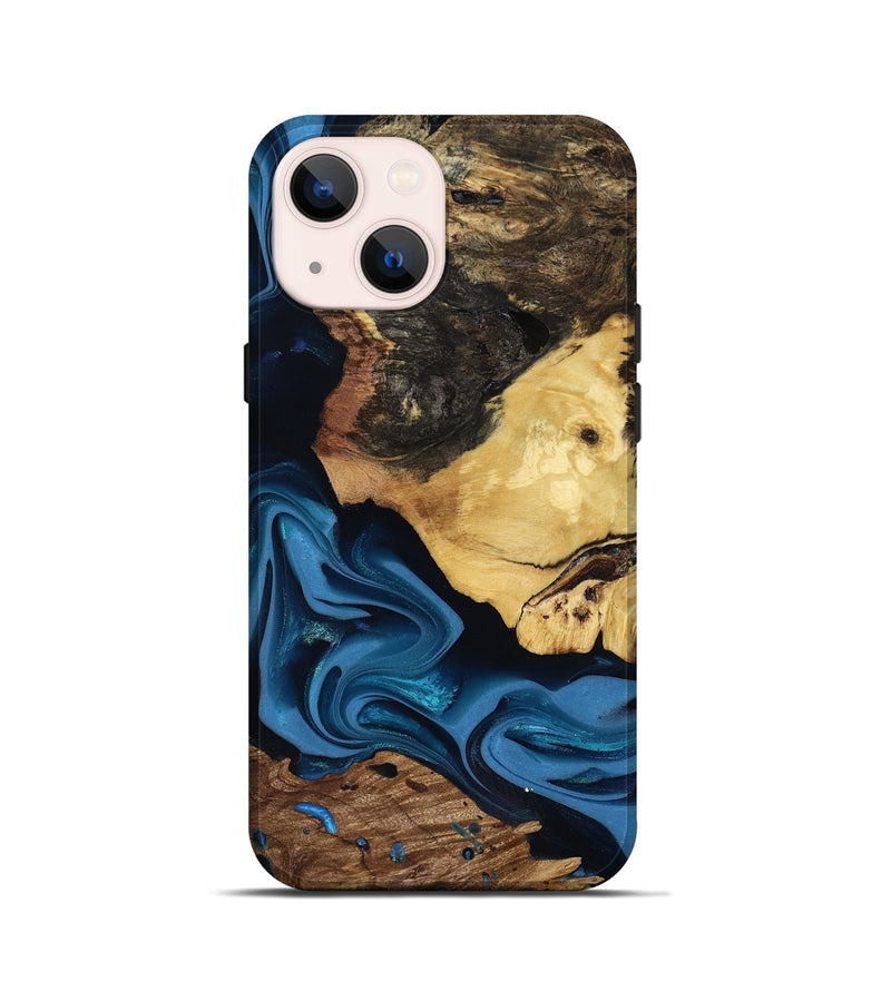 iPhone 13 mini Wood Live Edge Phone Case - Toby (Blue, 817498)