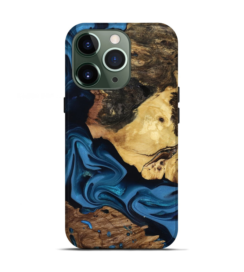 iPhone 13 Pro Wood Live Edge Phone Case - Toby (Blue, 817498)