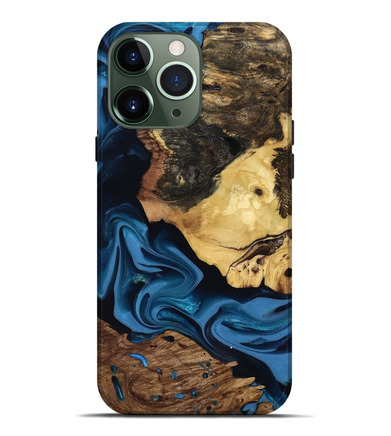 iPhone 13 Pro Max Wood Live Edge Phone Case - Toby (Blue, 817498)