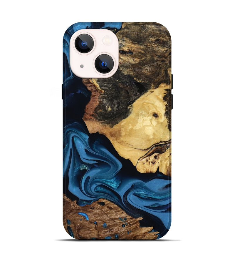 iPhone 14 Wood Live Edge Phone Case - Toby (Blue, 817498)
