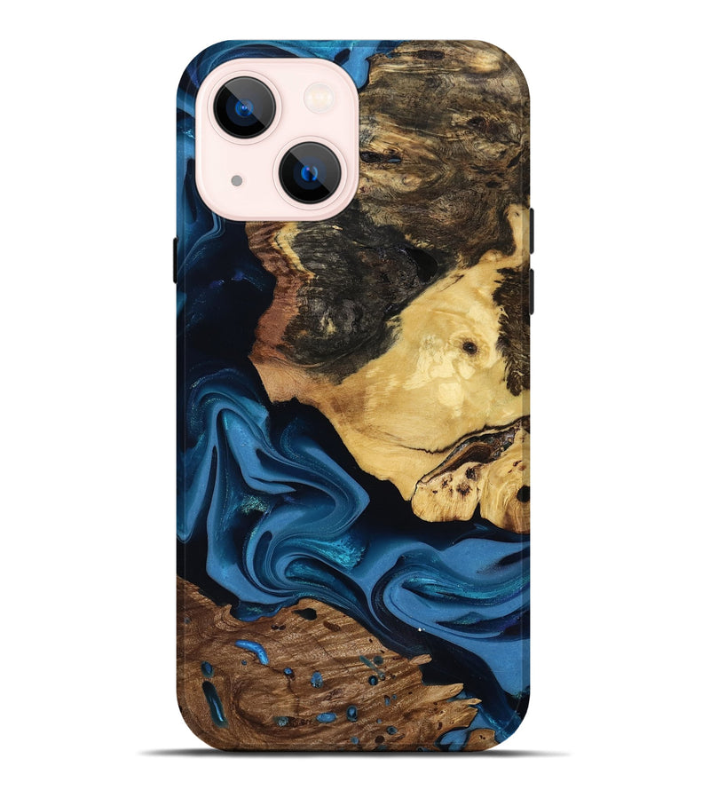 iPhone 14 Plus Wood Live Edge Phone Case - Toby (Blue, 817498)