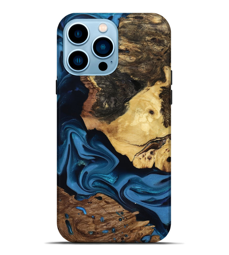 iPhone 14 Pro Max Wood Live Edge Phone Case - Toby (Blue, 817498)