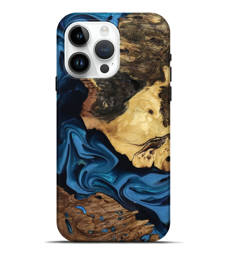 iPhone 15 Pro Max Wood Live Edge Phone Case - Toby (Blue, 817498)