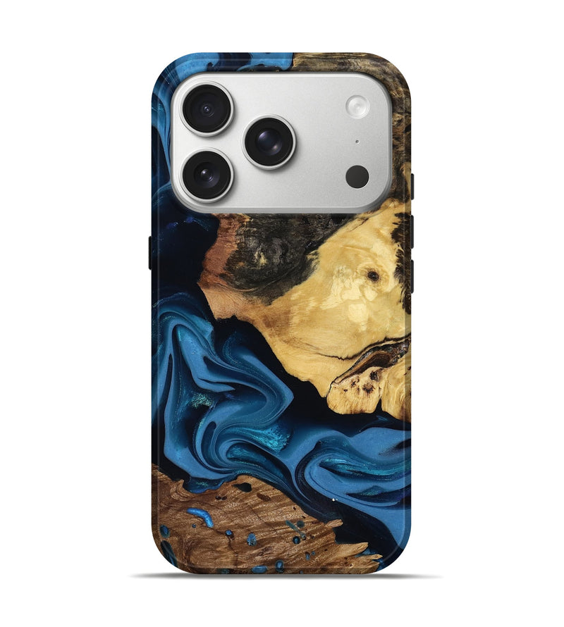 iPhone 17 Pro Wood Live Edge Phone Case - Toby (Blue, 817498)