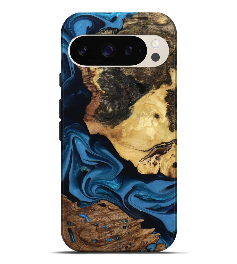 Pixel 10 Pro XL Wood Live Edge Phone Case - Toby (Blue, 817498)