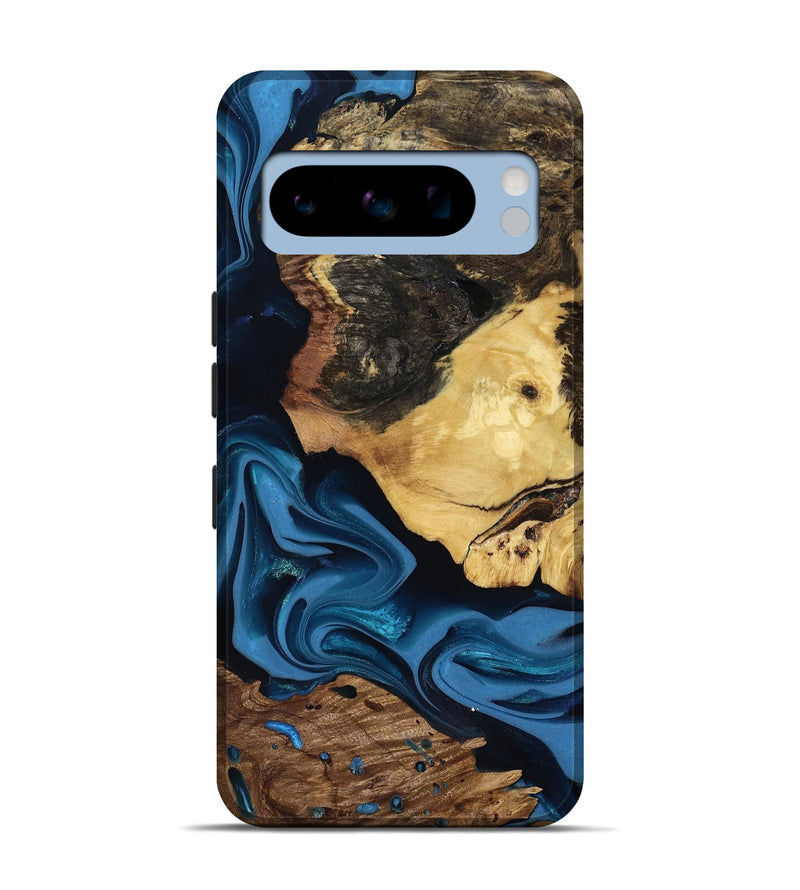 Pixel 8 Pro Wood Live Edge Phone Case - Toby (Blue, 817498)