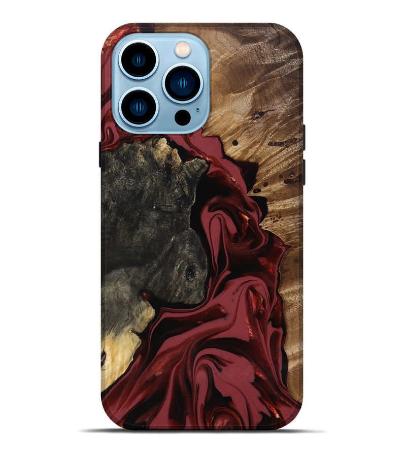 iPhone 14 Pro Max Wood Live Edge Phone Case - Idris (Red, 817499)