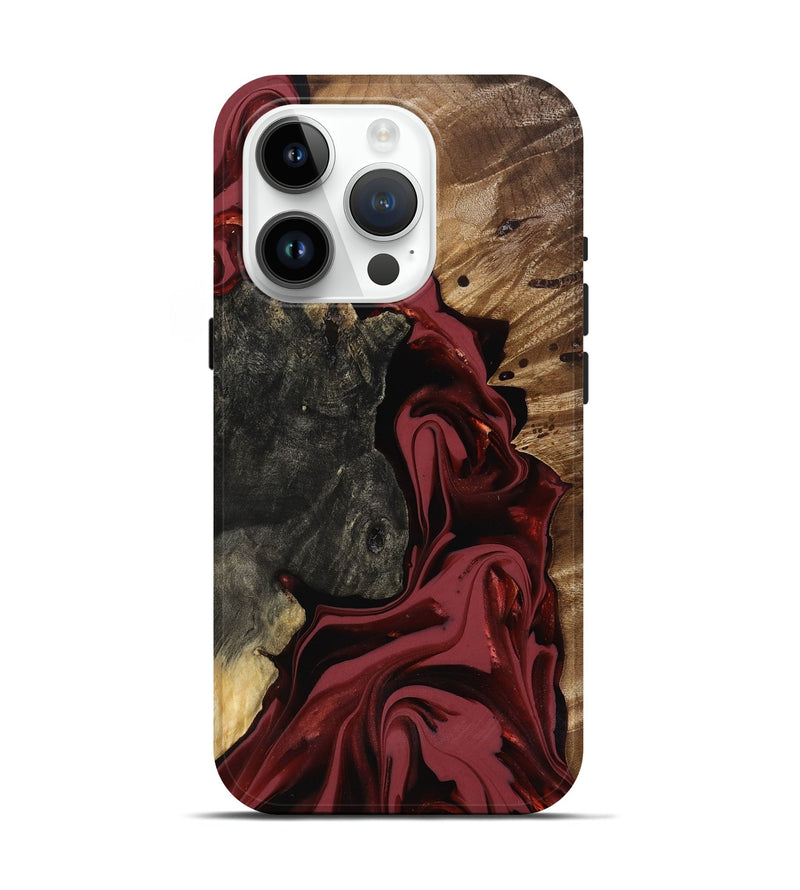 iPhone 15 Pro Wood Live Edge Phone Case - Idris (Red, 817499)