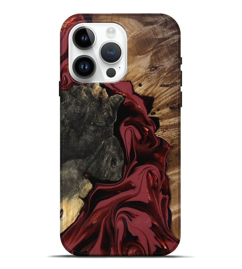 iPhone 15 Pro Max Wood Live Edge Phone Case - Idris (Red, 817499)