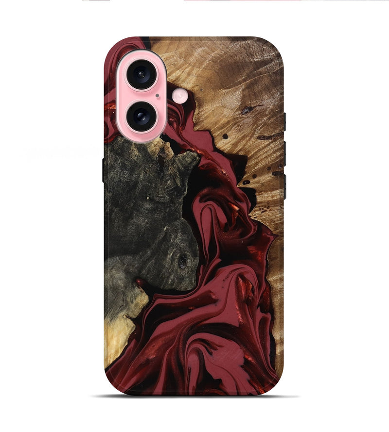 iPhone 16 Wood Live Edge Phone Case - Idris (Red, 817499)