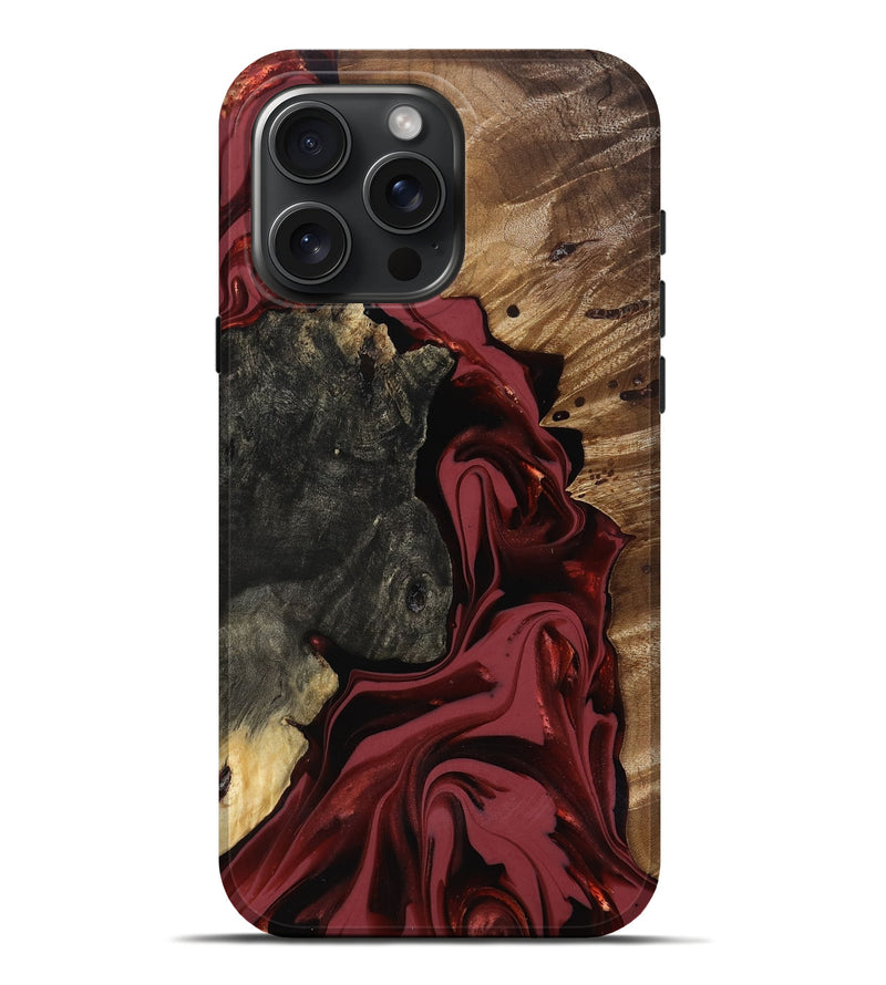 iPhone 16 Pro Max Wood Live Edge Phone Case - Idris (Red, 817499)