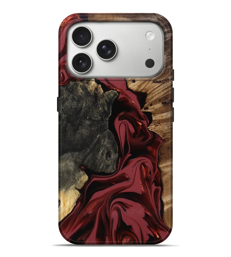 iPhone 17 Pro Max Wood Live Edge Phone Case - Idris (Red, 817499)