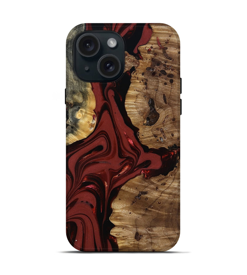 iPhone 15 Wood Live Edge Phone Case - Anders (Red, 817500)
