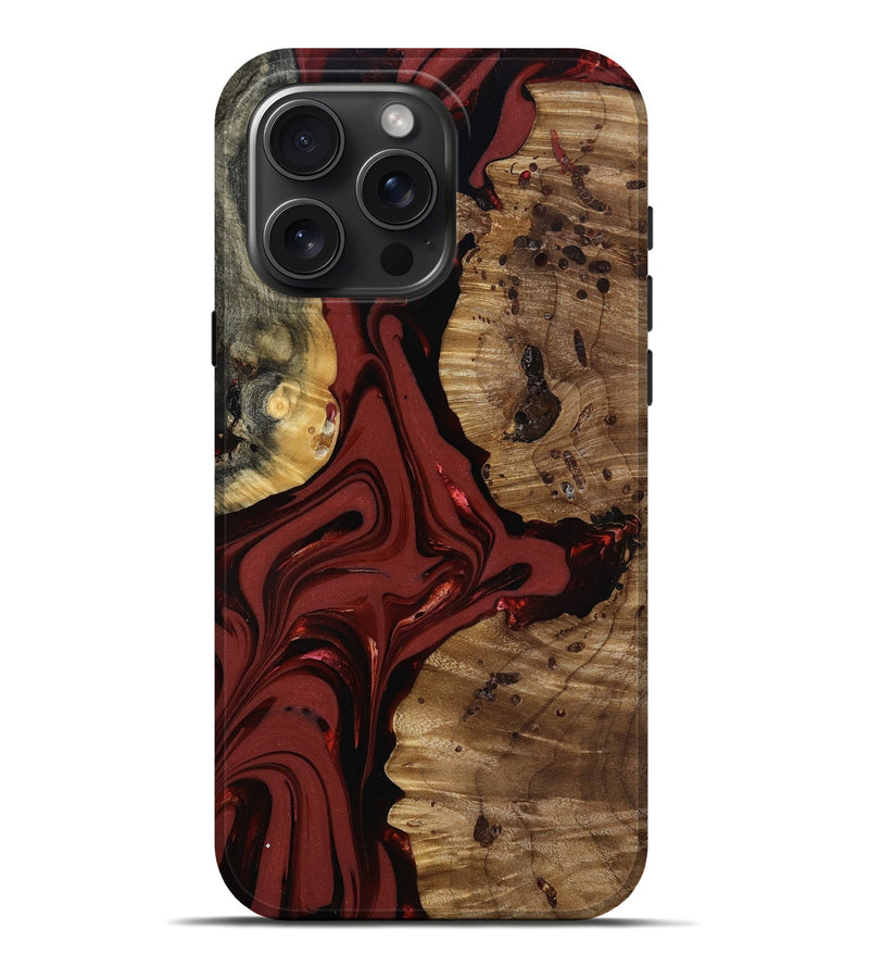 iPhone 16 Pro Max Wood Live Edge Phone Case - Anders (Red, 817500)
