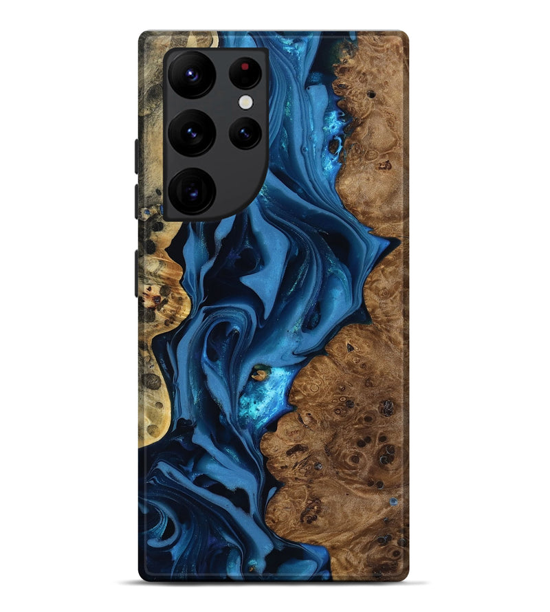 Galaxy S22 Ultra Wood Live Edge Phone Case - Thad (Blue, 817501)