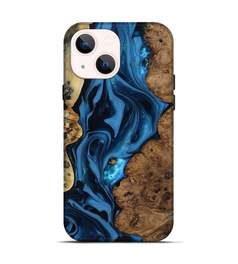 iPhone 13 Wood Live Edge Phone Case - Thad (Blue, 817501)
