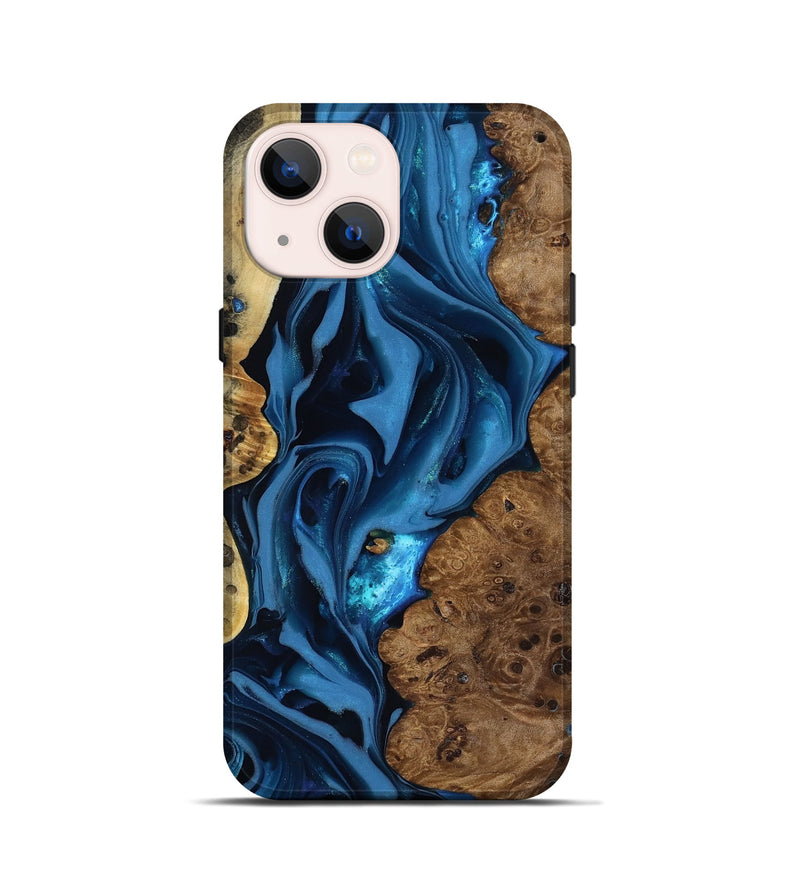 iPhone 13 mini Wood Live Edge Phone Case - Thad (Blue, 817501)