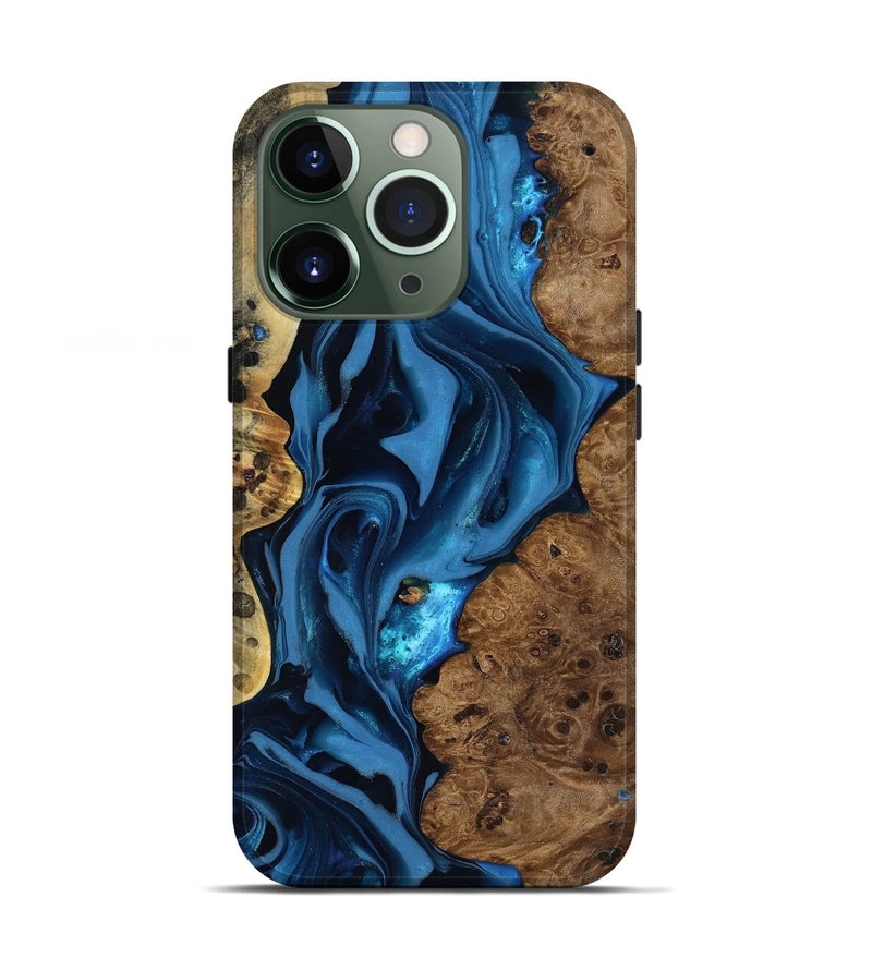 iPhone 13 Pro Wood Live Edge Phone Case - Thad (Blue, 817501)