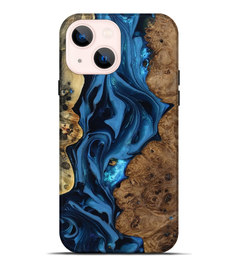 iPhone 14 Plus Wood Live Edge Phone Case - Thad (Blue, 817501)