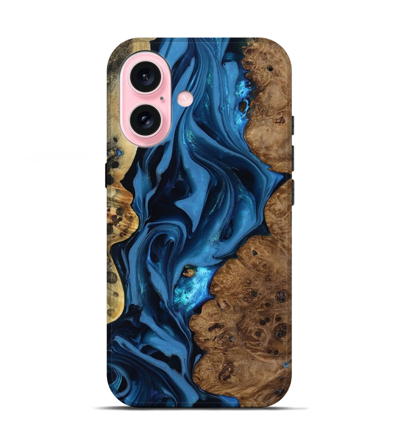 iPhone 17 Wood Live Edge Phone Case - Thad (Blue, 817501)