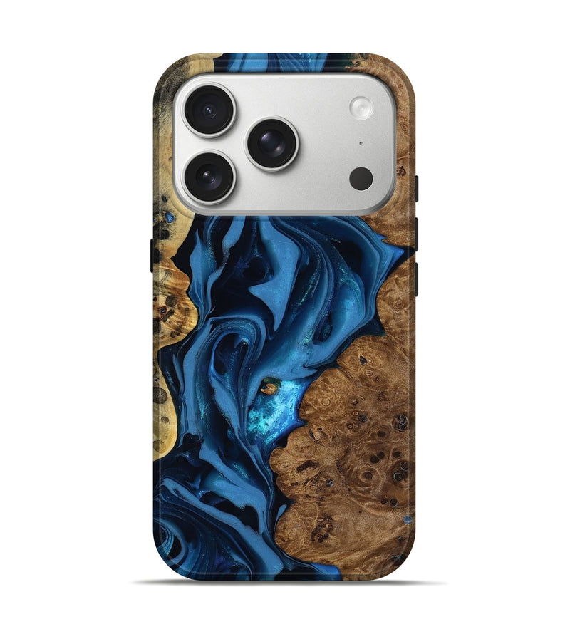 iPhone 17 Pro Wood Live Edge Phone Case - Thad (Blue, 817501)