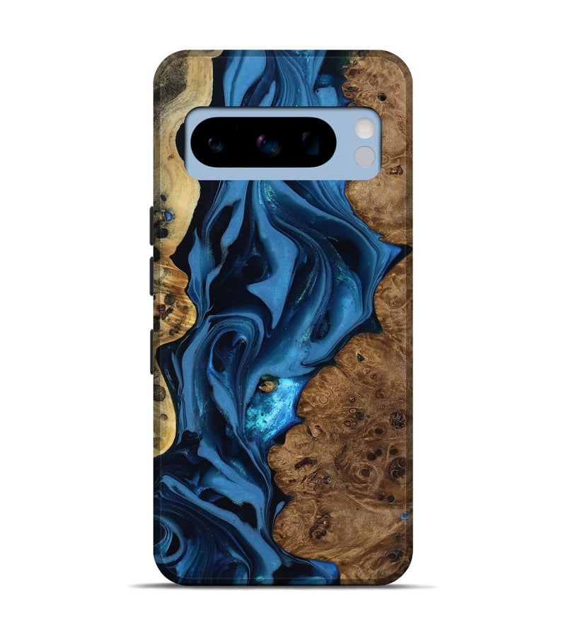 Pixel 8 Pro Wood Live Edge Phone Case - Thad (Blue, 817501)