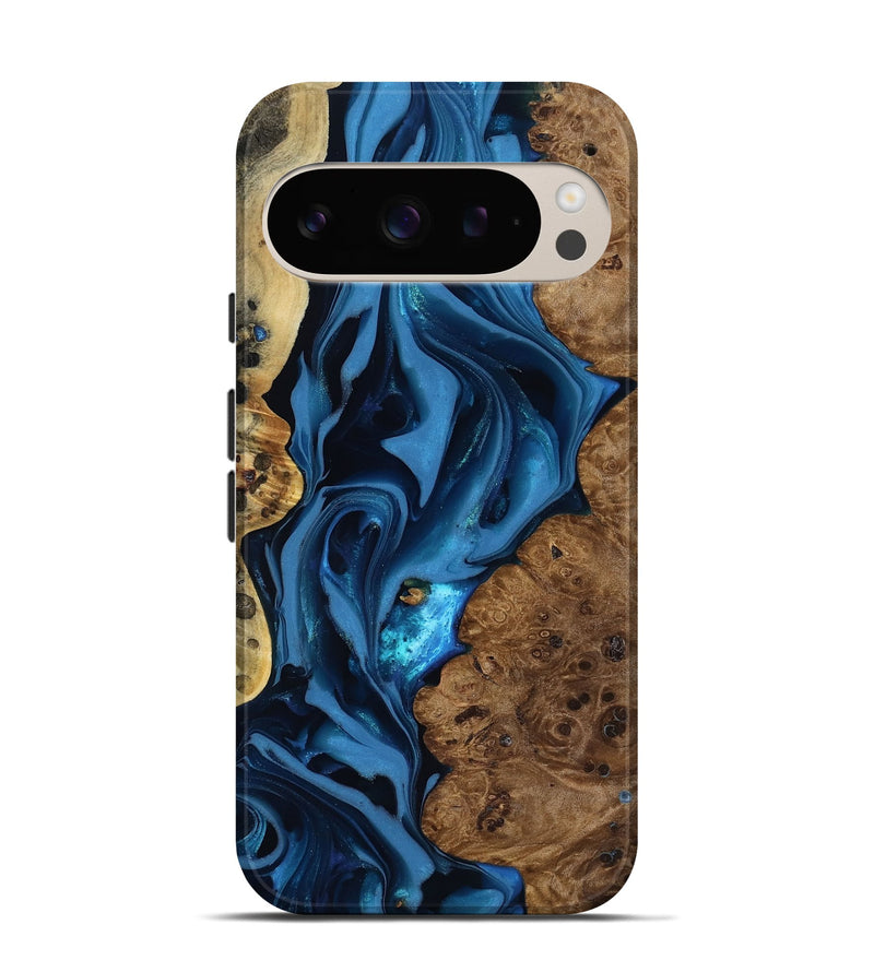 Pixel 9 Pro Wood Live Edge Phone Case - Thad (Blue, 817501)