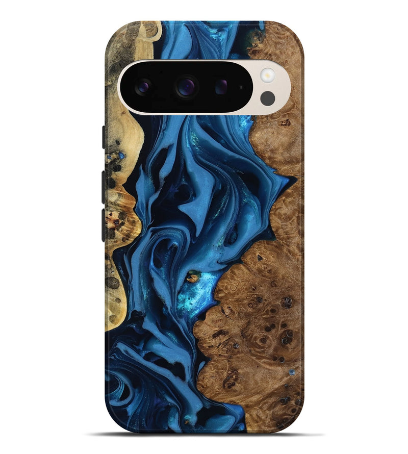 Pixel 9 Pro XL Wood Live Edge Phone Case - Thad (Blue, 817501)