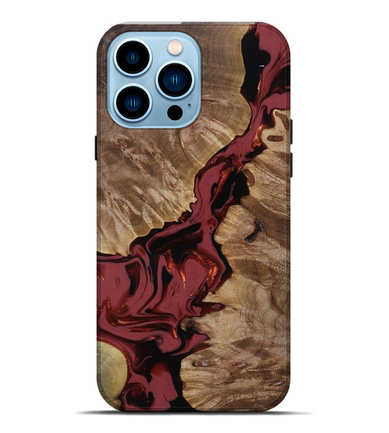 iPhone 14 Pro Max Wood Live Edge Phone Case - Tanisha (Red, 817503)