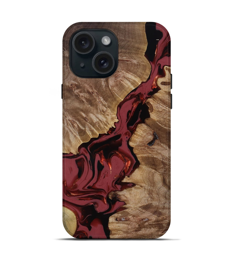 iPhone 15 Wood Live Edge Phone Case - Tanisha (Red, 817503)