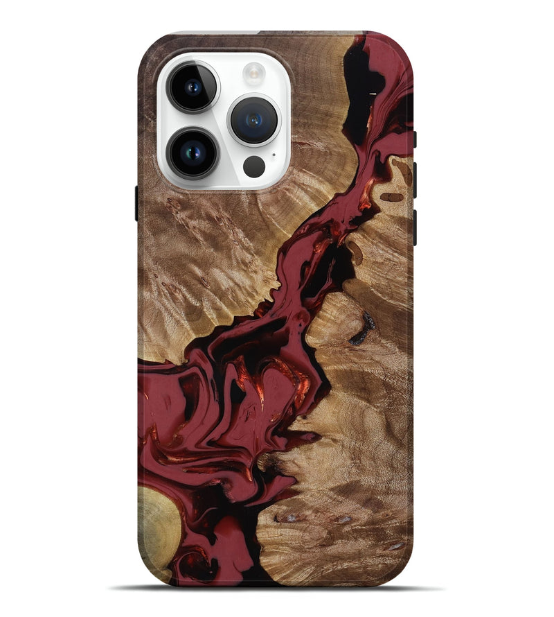 iPhone 15 Pro Max Wood Live Edge Phone Case - Tanisha (Red, 817503)