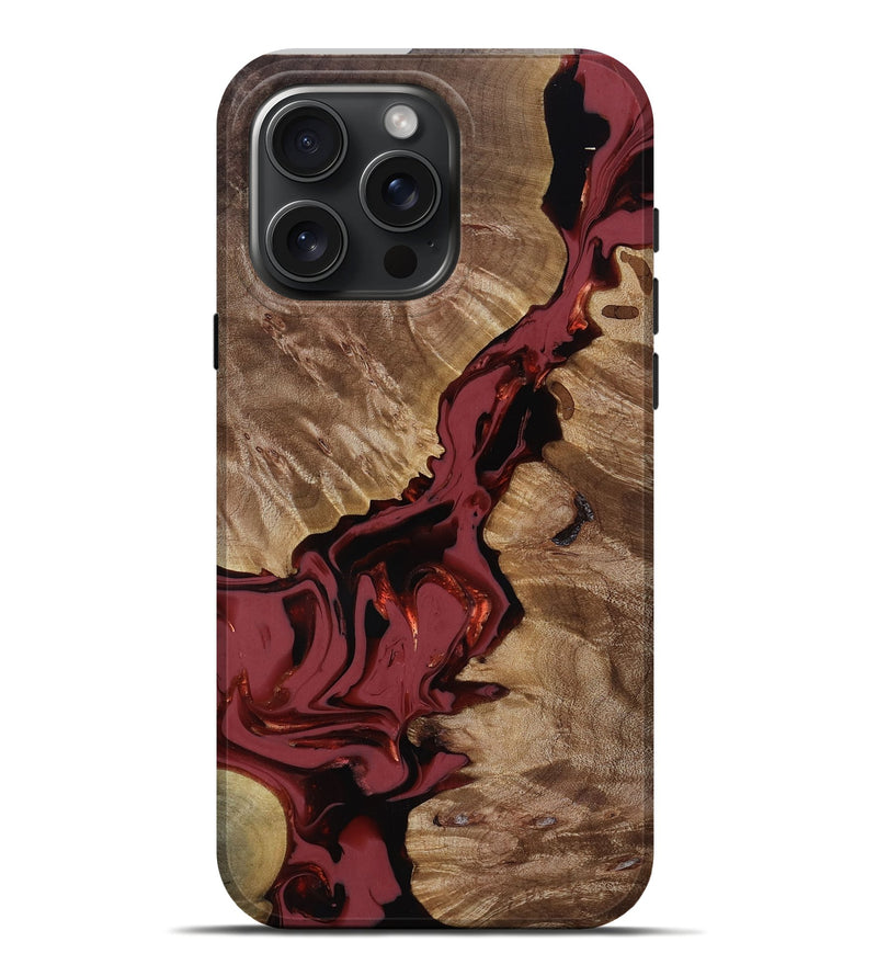 iPhone 16 Pro Max Wood Live Edge Phone Case - Tanisha (Red, 817503)