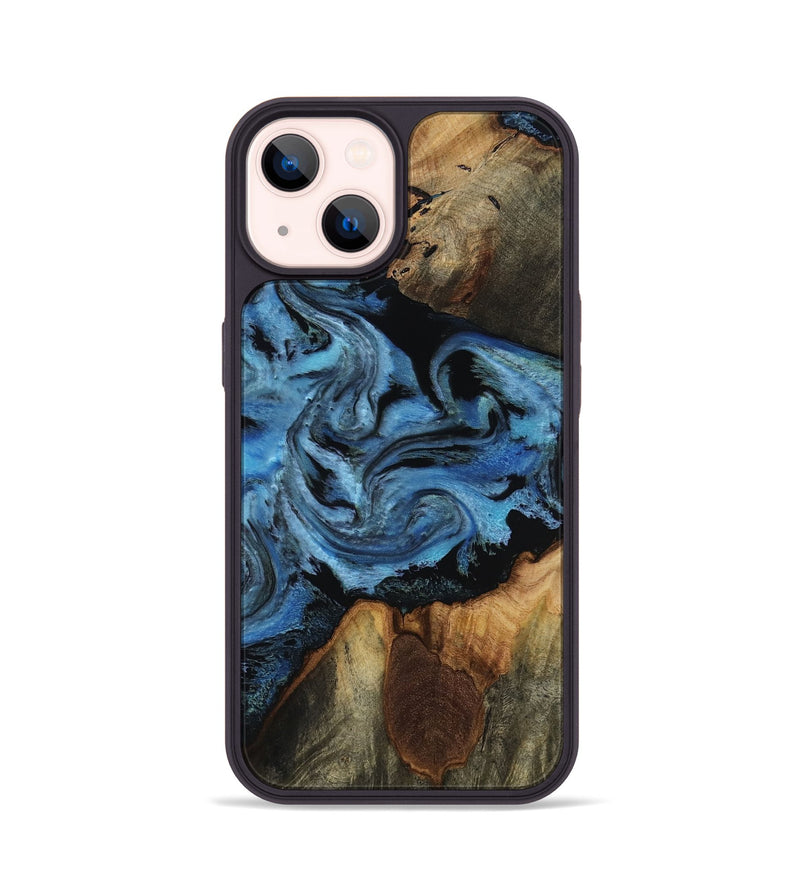 iPhone 14 Wood Phone Case - Kadeem (Blue, 817508)