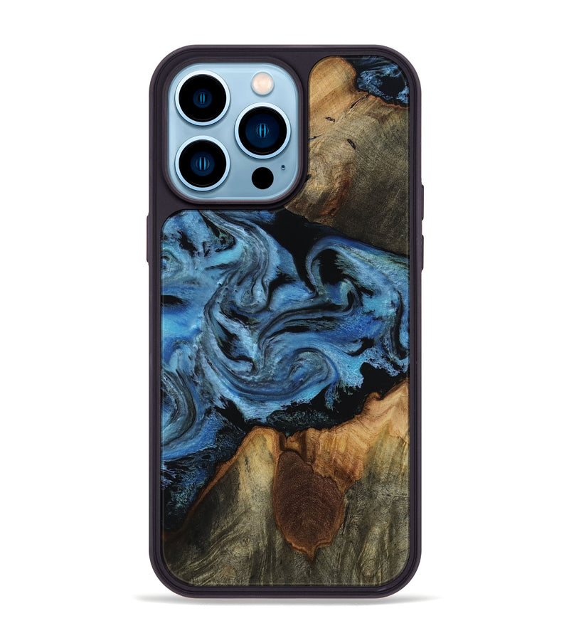 iPhone 14 Pro Max Wood Phone Case - Kadeem (Blue, 817508)
